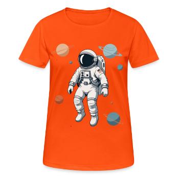 Astronaut in the planetary labyrinth - Women's Breathable T-Shirt - neon orange - Front - AI Model Female 172 dark (172cm)