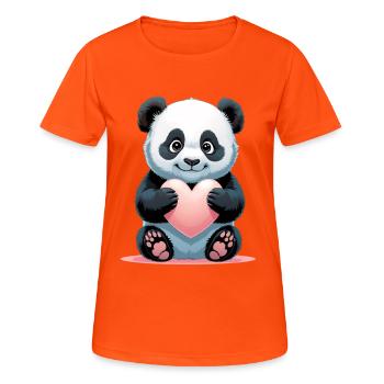 Tablette de cœur de panda - T-shirt respirant Femme - orange néon - Devant - AI Model Female 172 dark (172cm)