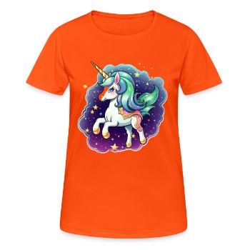 Licorne étoile dans une brume colorée - T-shirt respirant Femme - orange néon - Devant - AI Model Female 172 dark (172cm)