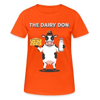 Le lait fromage de la mafia laitière Don Cow Mafia - T-shirt respirant Femme - orange néon - Devant - AI Model Female 172 dark (172cm)