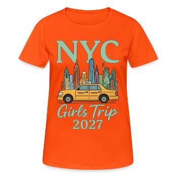 Voyage des filles à New York 2027 - T-shirt respirant Femme - orange néon - Devant - AI Model Female 172 dark (172cm)