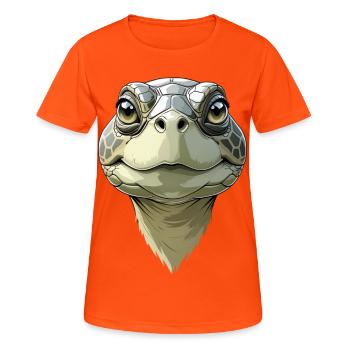 Lustiger Schildkrötenkopf - Frauen T-Shirt atmungsaktiv - Neonorange - Vorne - AI Model Female 172 dark (172cm)