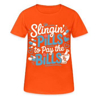 Des pilules pour payer les factures - T-shirt respirant Femme - orange néon - Devant - AI Model Female 172 dark (172cm)