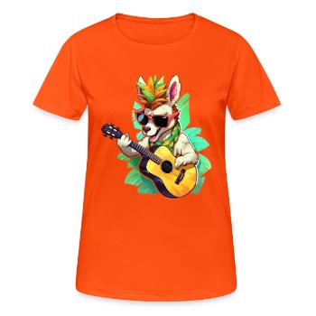 Lama à la guitare sous les tropiques - T-shirt respirant Femme - orange néon - Devant - AI Model Female 172 dark (172cm)