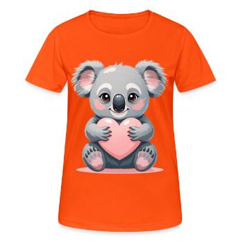 Cuddly koala with a heart - Women's Breathable T-Shirt - neon orange - Front - AI Model Female 172 dark (172cm)