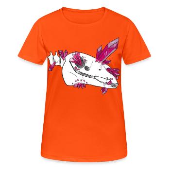 Kristallschädel - Pferd (von Leni Riosa) - Frauen T-Shirt atmungsaktiv - Neonorange - Vorne - AI Model Female 172 dark (172cm)