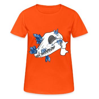 Kristallschädel - Canidae (von Leni Riosa) - Frauen T-Shirt atmungsaktiv - Neonorange - Vorne - AI Model Female 172 dark (172cm)