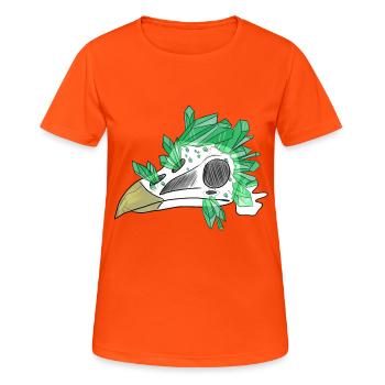 Kristallschädel - Vogel (von Leni Riosa) - Frauen T-Shirt atmungsaktiv - Neonorange - Vorne - AI Model Female 172 dark (172cm)