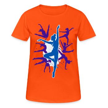 Turnen Turnerin Gymnastik Akrobatik Kunstturnen - Frauen T-Shirt atmungsaktiv - Neonorange - Vorne - AI Model Female 172 dark (172cm)