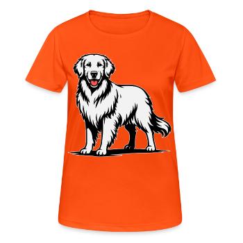 Golden Retriever in stolzer Pose - Frauen T-Shirt atmungsaktiv - Neonorange - Vorne - AI Model Female 172 dark (172cm)