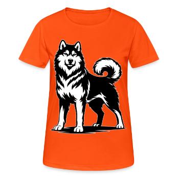 Alaskan Malamute in stolzer Pose - Frauen T-Shirt atmungsaktiv - Neonorange - Vorne - AI Model Female 172 dark (172cm)