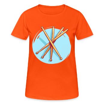 Drumsticks Drawing - Women's Breathable T-Shirt - neon orange - Front - AI Model Female 172 dark (172cm)