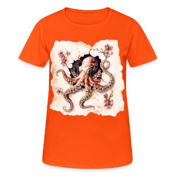 Oktopus - Frauen T-Shirt atmungsaktiv - Neonorange - Vorne - AI Model Female 172 dark (172cm)