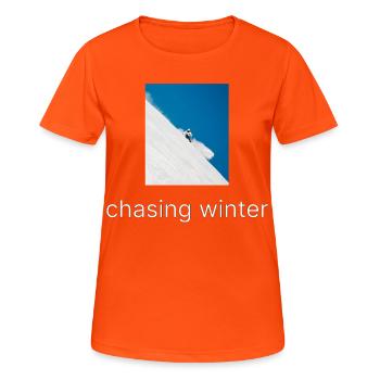 À la poursuite de l’hiver - T-shirt respirant Femme - orange néon - Devant - AI Model Female 172 dark (172cm)