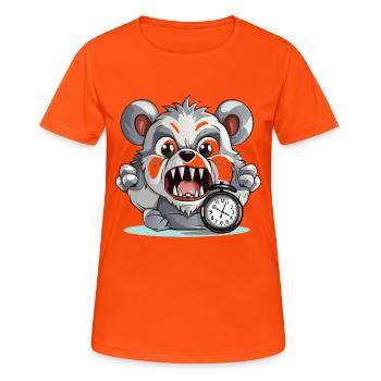 Aggressive panda with alarm clock - Women's Breathable T-Shirt - neon orange - Front - AI Model Female 172 dark (172cm)