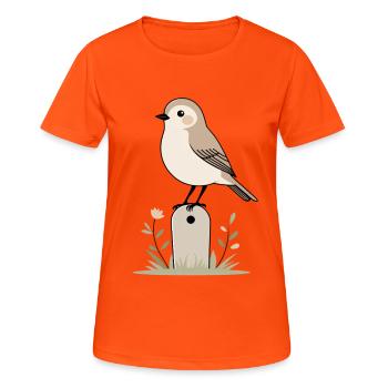 Illustration de jardin d’oiseaux avec fleurs - T-shirt respirant Femme - orange néon - Devant - AI Model Female 172 dark (172cm)