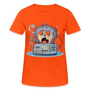 Cuddly Monster Boombox - Women's Breathable T-Shirt - neon orange - Front - AI Model Female 172 dark (172cm)