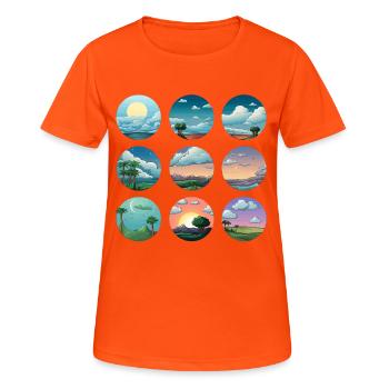 Circular landscapes of the sun - Women's Breathable T-Shirt - neon orange - Front - AI Model Female 172 dark (172cm)