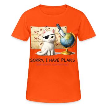 Plans de domination du monde de Evil Cat - T-shirt respirant Femme - orange néon - Devant - AI Model Female 172 dark (172cm)