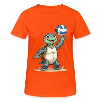 Tortue Volley avec sac à dos - T-shirt respirant Femme - orange néon - Devant - AI Model Female 172 dark (172cm)