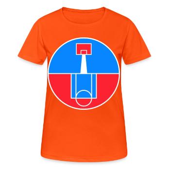 Rundes Basketballfeld-Abzeichen - Frauen T-Shirt atmungsaktiv - Neonorange - Vorne - AI Model Female 172 dark (172cm)