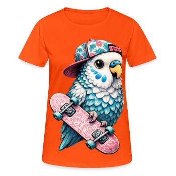 Oiseau Skateboard Cool avec Casquette – Streetstyle Desi - T-shirt respirant Femme - orange néon - Devant - AI Model Female 172 dark (172cm)