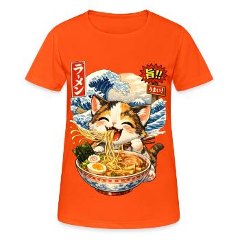 Ramen Schale Welle - Frauen T-Shirt atmungsaktiv - Neonorange - Vorne - AI Model Female 172 dark (172cm)