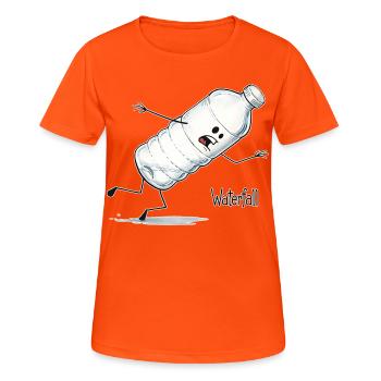 Waterfall – Falling Water Bottle Cartoon - Women's Breathable T-Shirt - neon orange - Front - AI Model Female 172 dark (172cm)