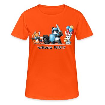 Falsche Party – Ritter, Schurke, Magier & Geburtst - Frauen T-Shirt atmungsaktiv - Neonorange - Vorne - AI Model Female 172 dark (172cm)