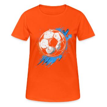 Fußball Streetart - Frauen T-Shirt atmungsaktiv - Neonorange - Vorne - AI Model Female 172 dark (172cm)