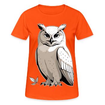 Owl portrait with serious facial expressions - Women's Breathable T-Shirt - neon orange - Front - AI Model Female 172 dark (172cm)