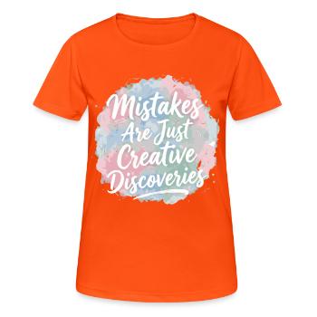 Les erreurs ne sont que des découvertes créatives - T-shirt respirant Femme - orange néon - Devant - AI Model Female 172 dark (172cm)