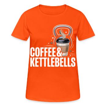 Kaffee & Kettlebells Duo - Frauen T-Shirt atmungsaktiv - Neonorange - Vorne - AI Model Female 172 dark (172cm)