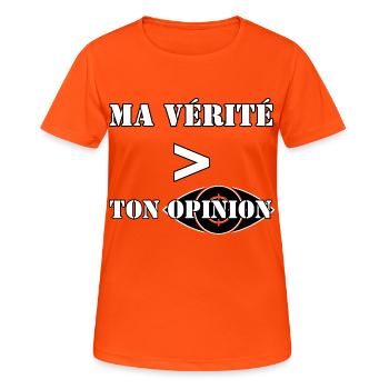 MY TRUTH > YOUR OPINION - Women's Breathable T-Shirt - neon orange - Front - AI Model Female 172 dark (172cm)