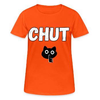 Sei still - Frauen T-Shirt atmungsaktiv - Neonorange - Vorne - AI Model Female 172 dark (172cm)