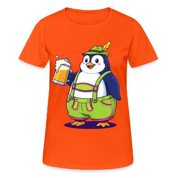 Pingouin dans Lederhosen Bière Party Beer Garden après - T-shirt respirant Femme - orange néon - Devant - AI Model Female 172 dark (172cm)