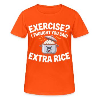 Rice Joke: Extra Rice - Women's Breathable T-Shirt - neon orange - Front - AI Model Female 172 dark (172cm)