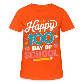 Hundert Tage Schule Jubel - Frauen T-Shirt atmungsaktiv - Neonorange - Vorne - AI Model Female 172 dark (172cm)