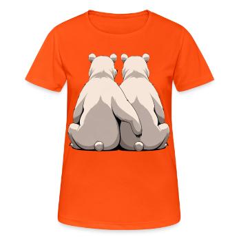 Deux ours blancs dos à dos - T-shirt respirant Femme - orange néon - Devant - AI Model Female 172 dark (172cm)