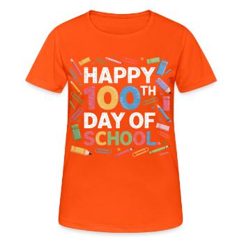 Hundertster Schultag Jubiläum - Frauen T-Shirt atmungsaktiv - Neonorange - Vorne - AI Model Female 172 dark (172cm)