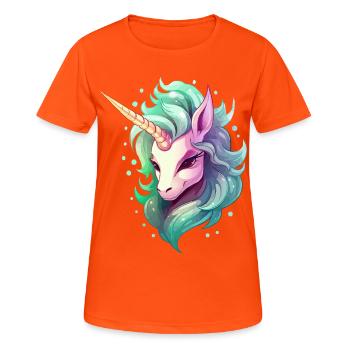 Unicorn head in rainbow hair - Women's Breathable T-Shirt - neon orange - Front - AI Model Female 172 dark (172cm)