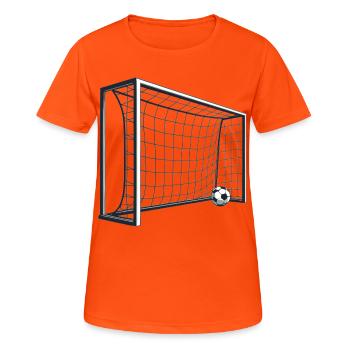 Soccer Goal Net Shot 3D - Women's Breathable T-Shirt - neon orange - Front - AI Model Female 172 dark (172cm)