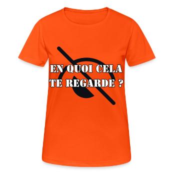 EN QUOI CELA TE REGARDE ? - T-shirt respirant Femme - orange néon - Devant - AI Model Female 172 dark (172cm)