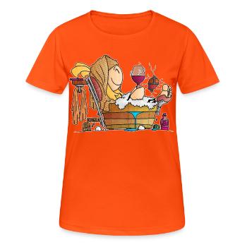 Senta - la baignoire douillette / - T-shirt respirant Femme - orange néon - Devant - AI Model Female 172 dark (172cm)