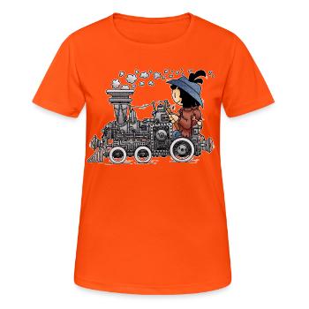Scott - die unvergessliche Dampflok / - Frauen T-Shirt atmungsaktiv - Neonorange - Vorne - AI Model Female 172 dark (172cm)