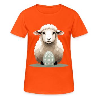 Kuscheliges Lamm mit Osterei - Frauen T-Shirt atmungsaktiv - Neonorange - Vorne - AI Model Female 172 dark (172cm)