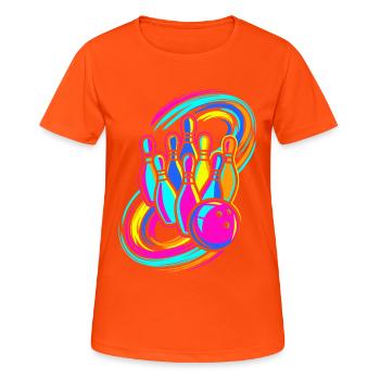 Bowling Pins - Frauen T-Shirt atmungsaktiv - Neonorange - Vorne - AI Model Female 172 dark (172cm)