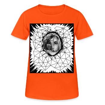 LOWPOLY-FRAU #2 – Schwarz & Weiß - Frauen T-Shirt atmungsaktiv - Neonorange - Vorne - AI Model Female 172 dark (172cm)