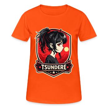 Tsundere Girl auf Schild Anime-Retro - Frauen T-Shirt atmungsaktiv - Neonorange - Vorne - AI Model Female 172 dark (172cm)