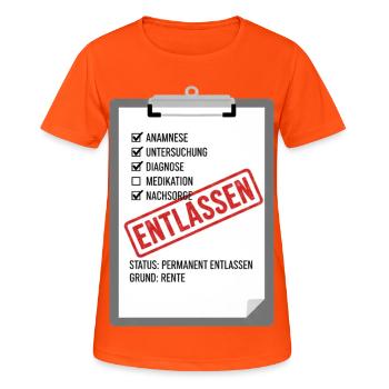 Entlassung Pflege Satire - Frauen T-Shirt atmungsaktiv - Neonorange - Vorne - AI Model Female 172 dark (172cm)